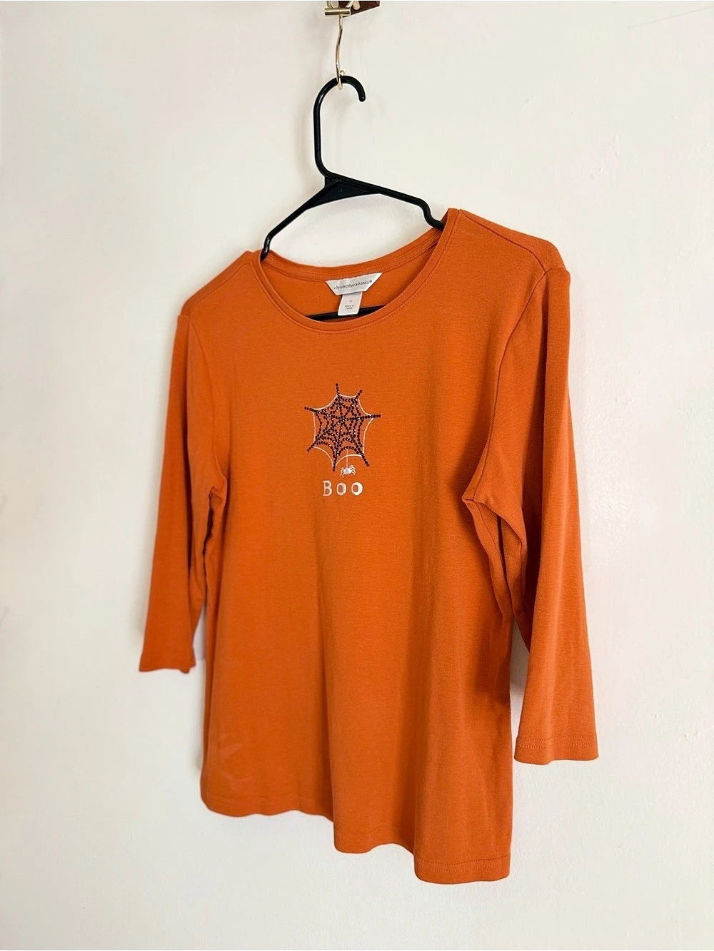 Christopher & Banks Orange Spider Web Long Sleeve Size Medium